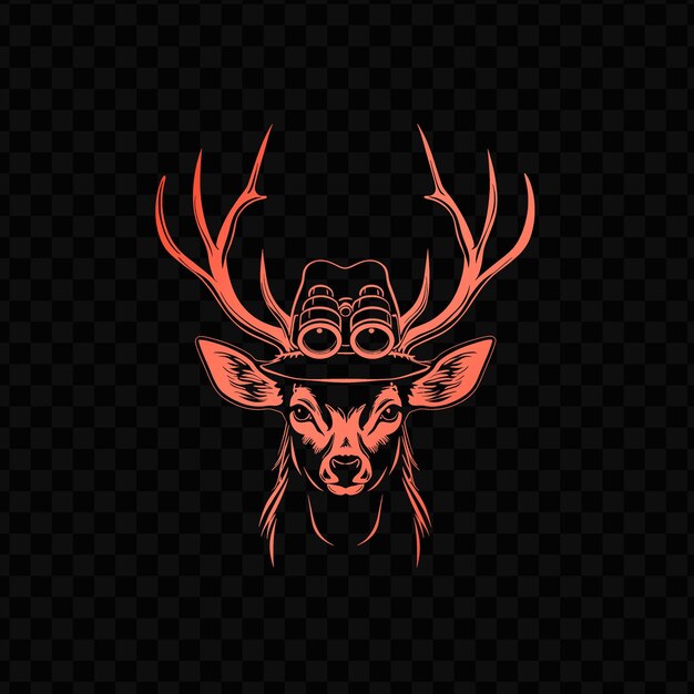 Gracieus deer animal mascot logo met forest ranger hoed en psd vector t-shirt tattoo ink art