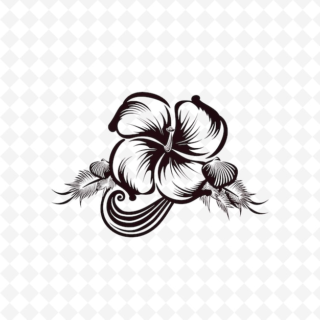 PSD gracieus plumeria symbol logo met decorat creatief vector design van de natuur collectie