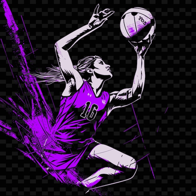 Gracz W Netball Strzela Do Piłki Z Kontrolowaną Pozycją Z Ilustracją Dete Flat 2d Sport Backgroundr