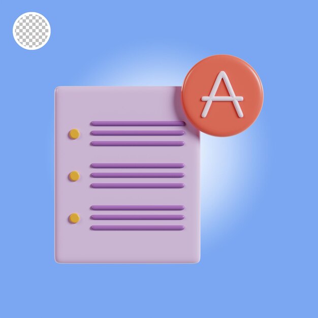 Grade sheet object 3d icon illustration