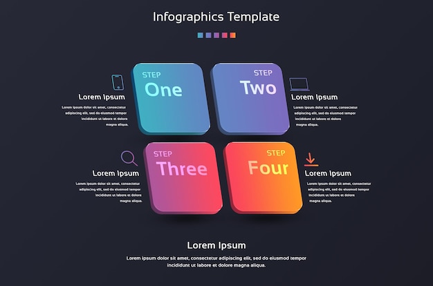 Gradient 3D infographic set of steps