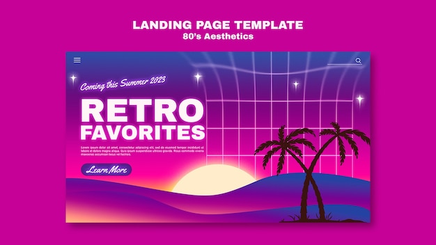 PSD gradient 80's aesthetics party template