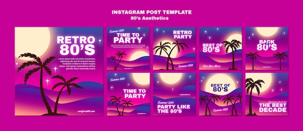 PSD gradient 80's aesthetics party template