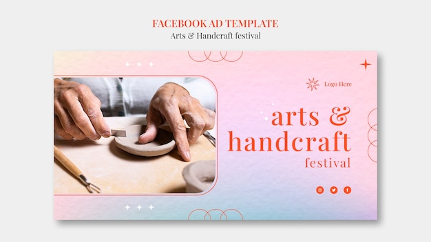 PSD gradient arts and handcraft facebook template