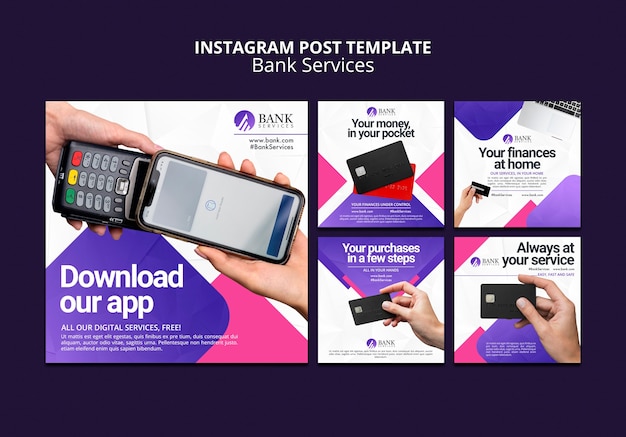 Gradiënt bankservice instagram-berichten