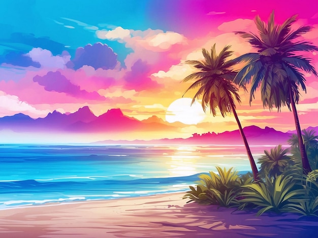 PSD gradient beach sunset landscape