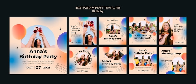 gradient birthday template design