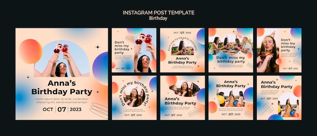 PSD gradient birthday template design