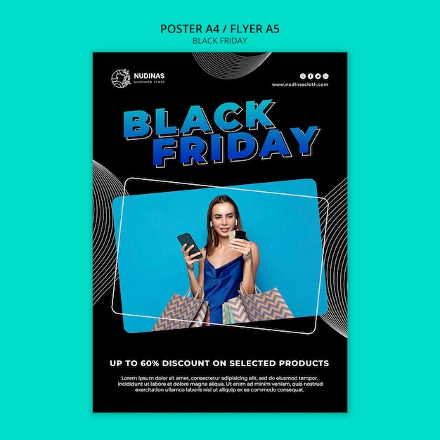 Gradient black friday flyer template