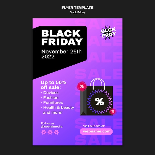 PSD gradient black friday template design