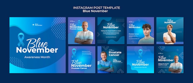 PSD modello di novembre blu sfumato