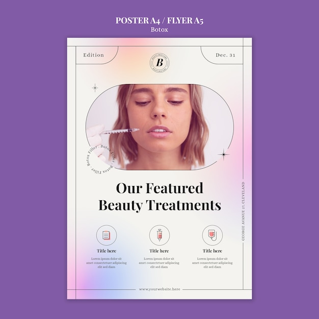 PSD gradient botox filler poster template