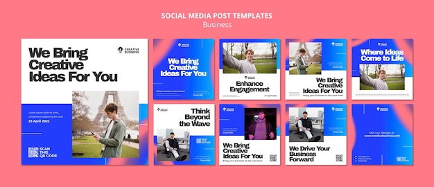 PSD gradient business instagram post template