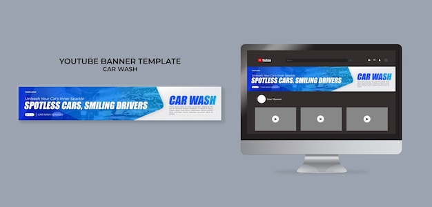 PSD gradient car wash youtube banner