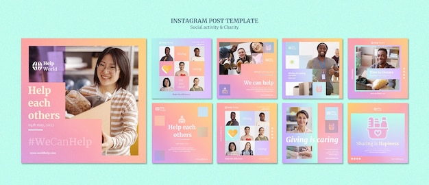 PSD gradient charity template design