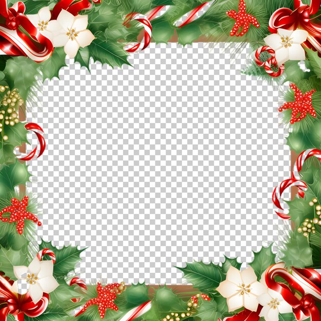 PSD gradient christmas frame template on transparent background