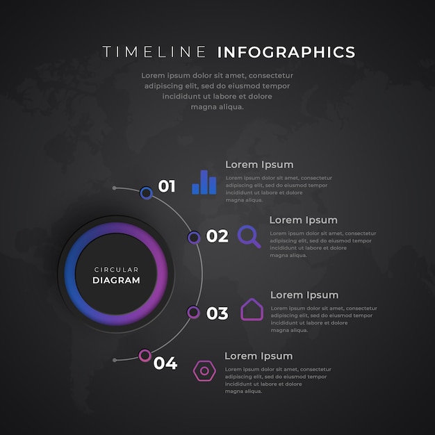 PSD gradient circular diagram infographics