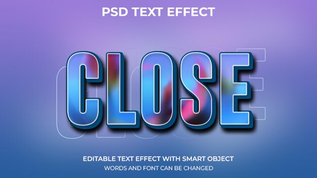 PSD gradient close text effect editable psd file