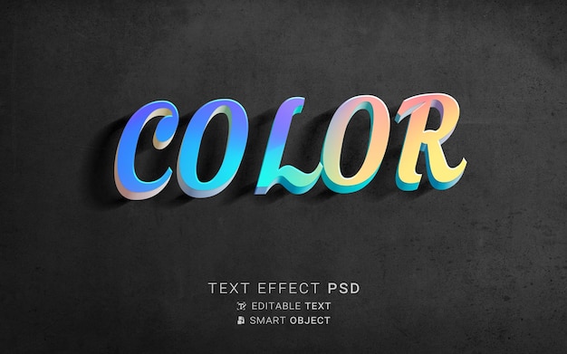 Gradient color 3D editable text effect premium PSD