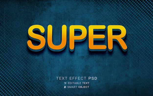 Gradient color super 3d editable text effect premium psd