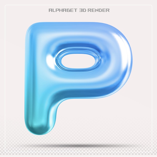 PSD gradient czcionki bubble letter p alphabet 3d render