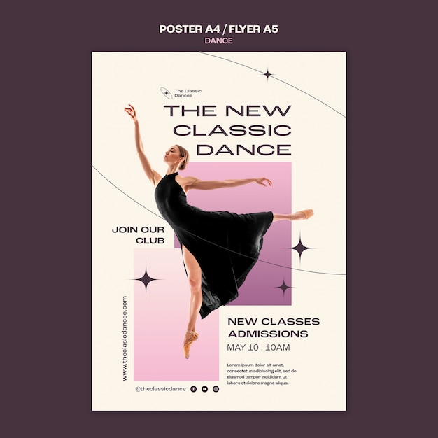 Gradient dance lessons poster template