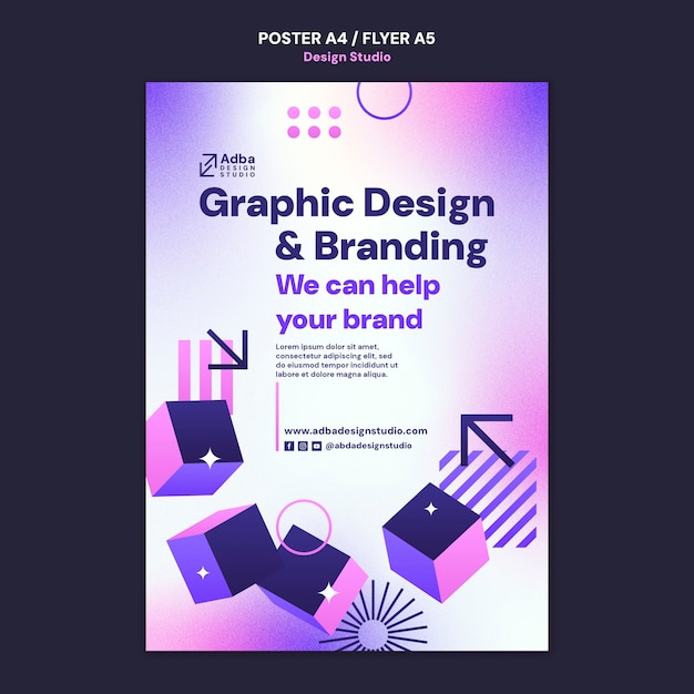 PSD gradient design studio flyer sjabloon