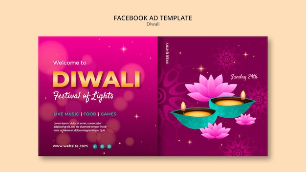 PSD gradiënt diwali sjabloonontwerp