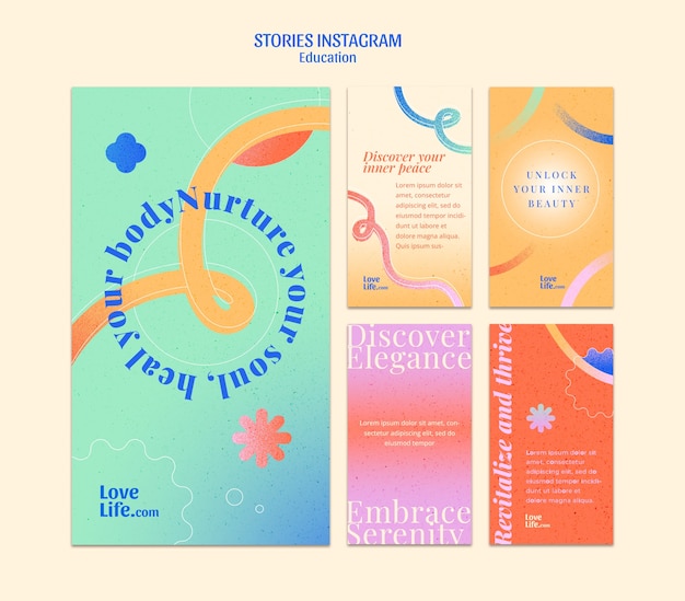 PSD gradient education concept  instagram stories