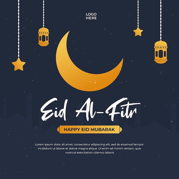 Gradiënt eid al fitr groet achtergrondontwerp sjabloon