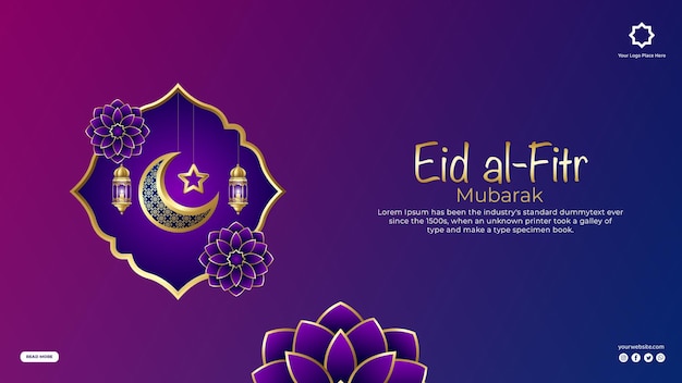 PSD modello di post sui social media gradiente eid alfitr