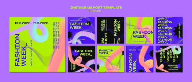 PSD gradient fashion concept instagram posts