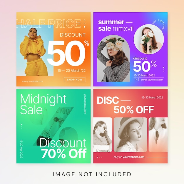 PSD gradient fashion discount social media template