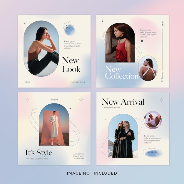 Gradient fashion instagram post set