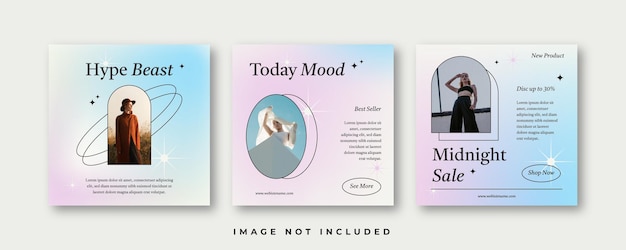 PSD gradient fashion instagram post set