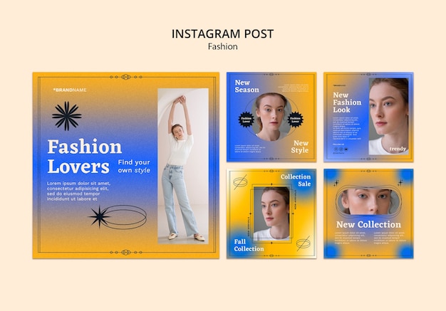 PSD Посты градиентной моды в instagram