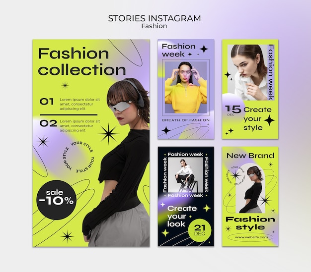 PSD storie di instagram di moda sfumata