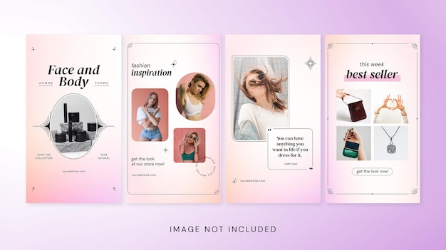 PSD gradient fashion social media pink instagram stories