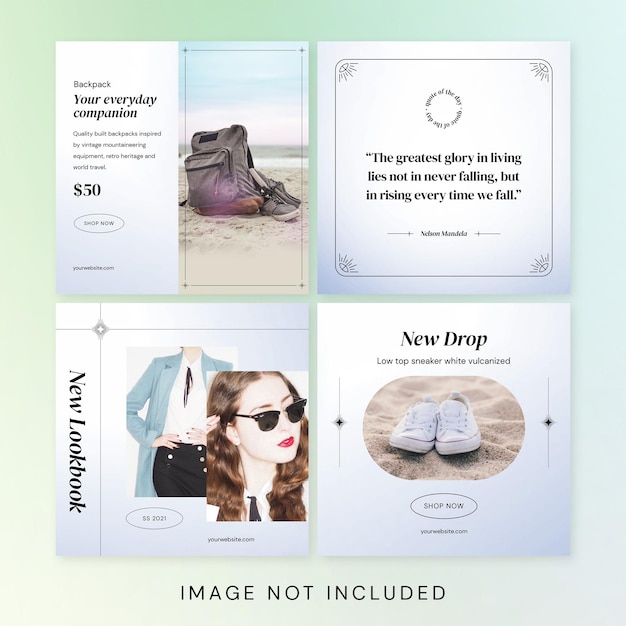 PSD gradient fashion social media with blue background