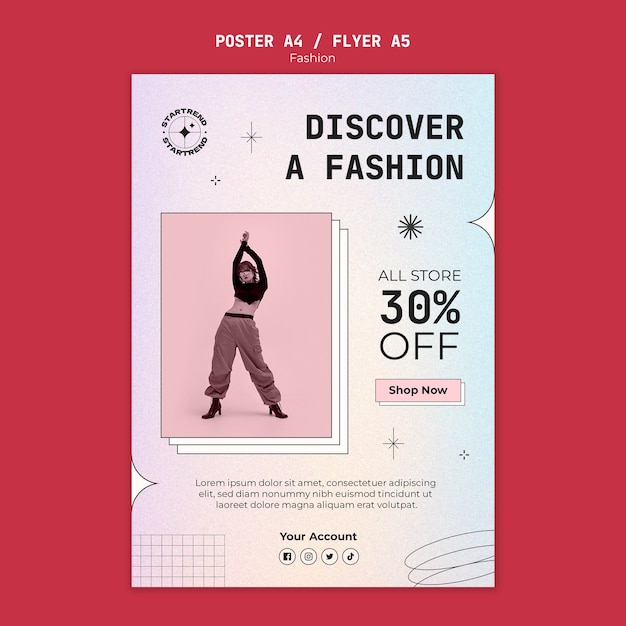 PSD gradient fashion trends poster template