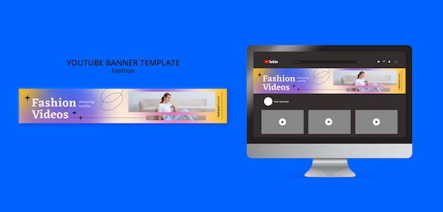 PSD gradient fashion youtube banner template