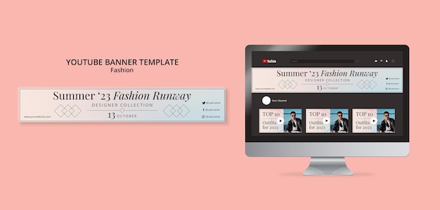 Gradient fashion youtube banner template