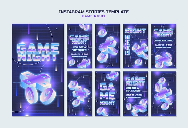 เทมเพลตดีไซน์สำหรับคืนเล่นเกมแบบไล่ระดับสี