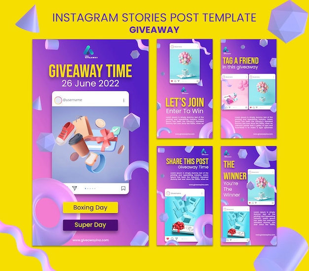 Gradient giveaway instagram stories template