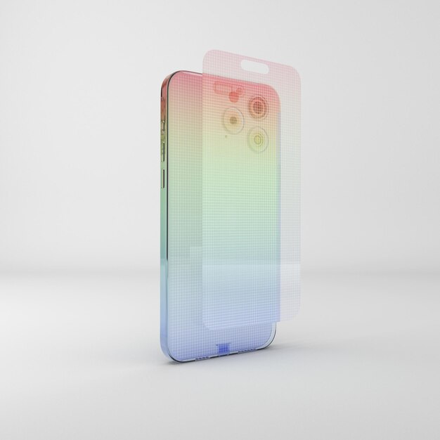 PSD gradient glass phone 15 pro mockup