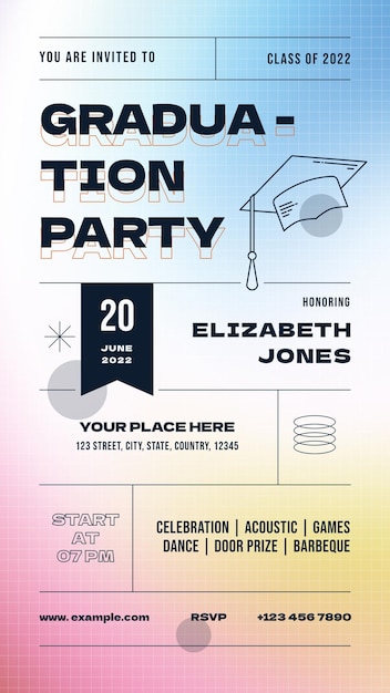 gradient graduation party invitation story
