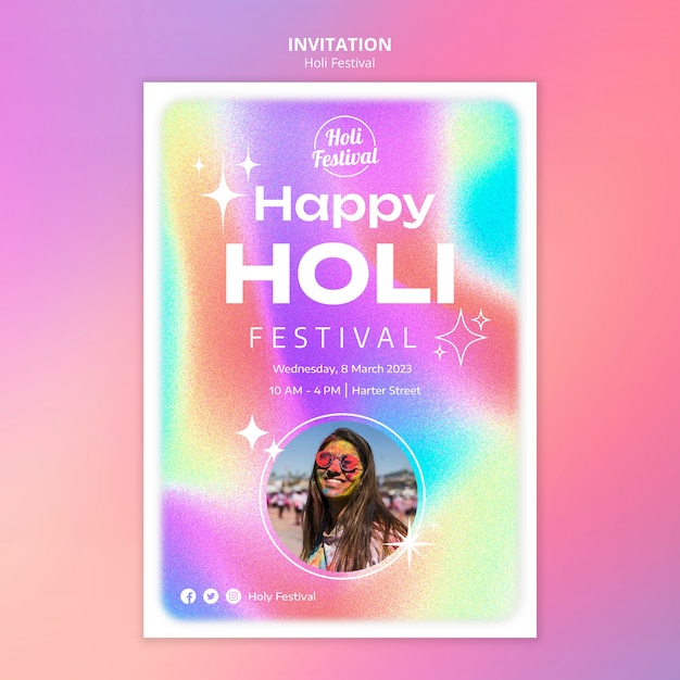 PSD gradiënt holi festival sjabloon