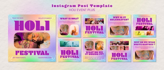 PSD gradient holi festival template