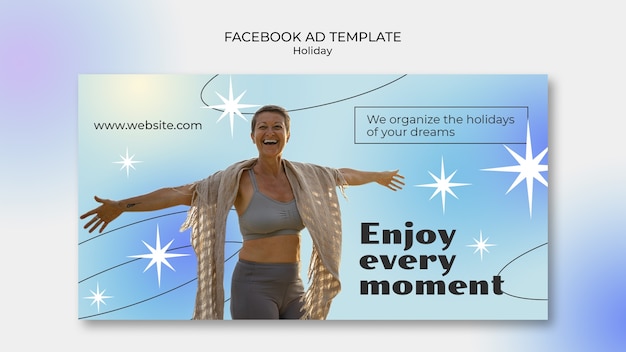 Gradient holiday trip social media promo template