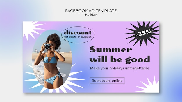 PSD gradient holiday trip social media promo template